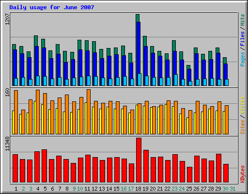 Daily usage for June 2007