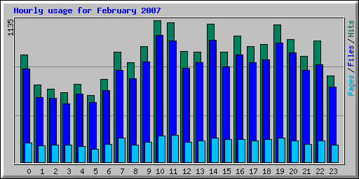 Hourly usage for February 2007